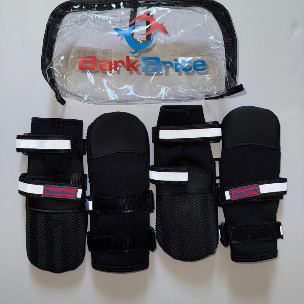 Bark Brite Reflective Black Dog Boots Set Size L